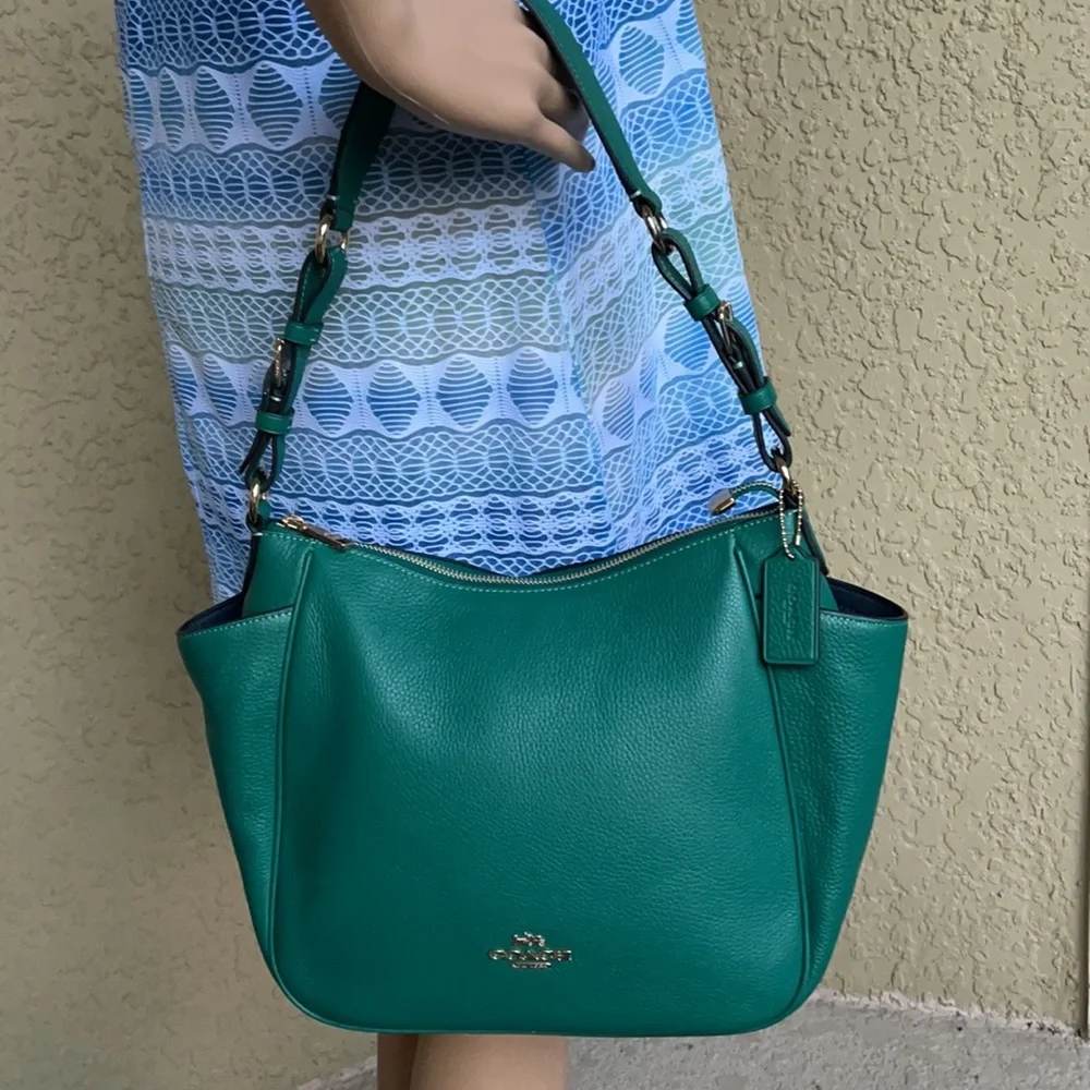 COACH Rori Shoulder Bag COLOR: Gold/Bright Jade - Picture 14 of 16